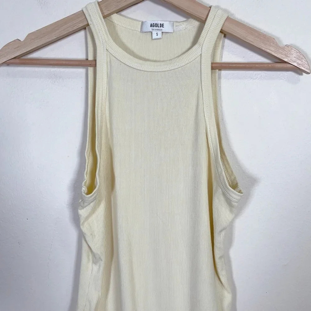 Agolde Rianne Ribbed Yellow Bodysuit - Picture 3 of 12